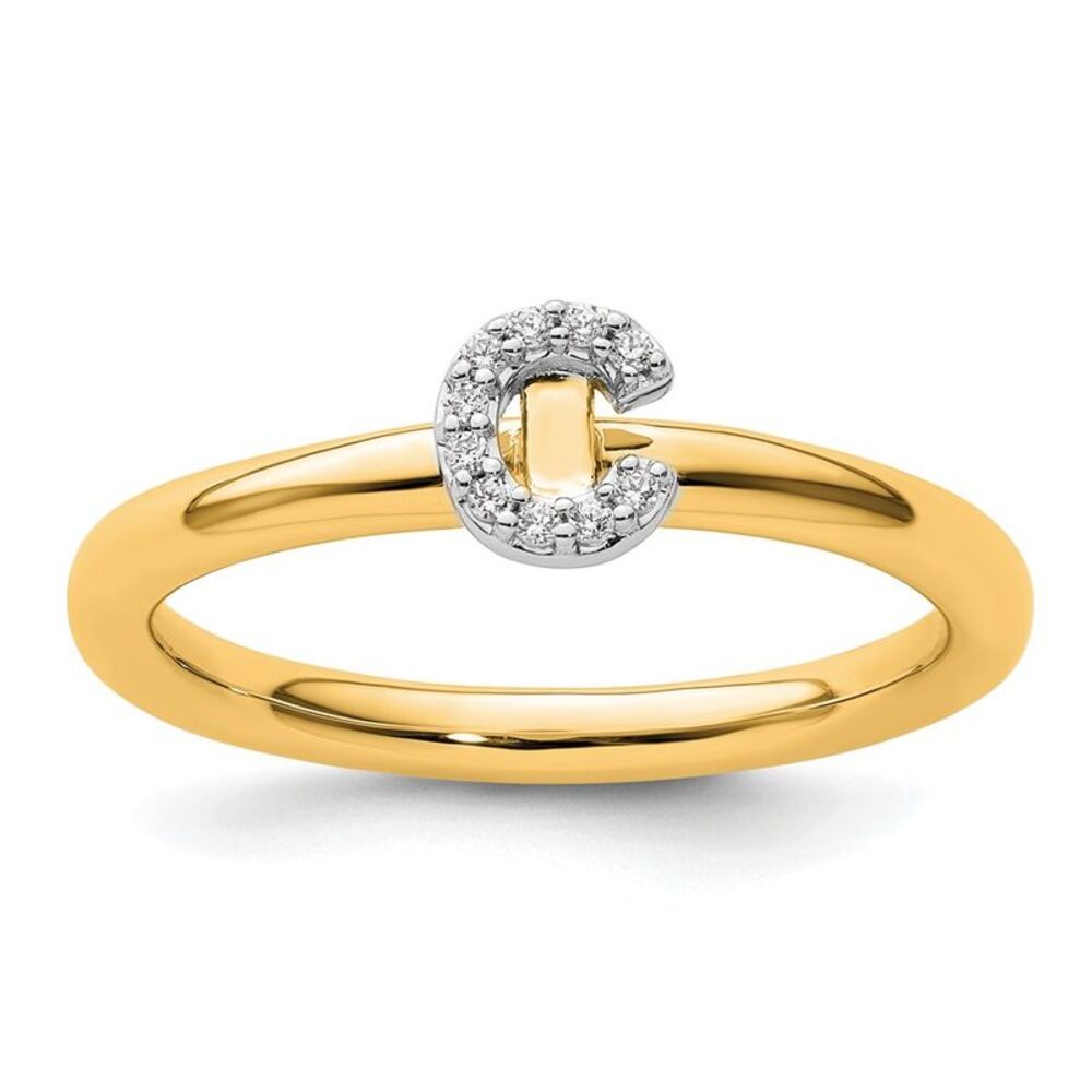Kazi Luxury 14k Yellow Gold Stackable Diamond Ini… - image 1